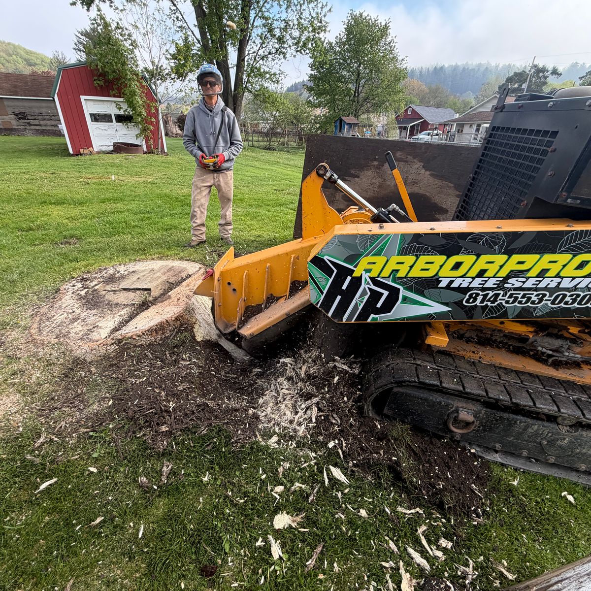 Arbor Pro&rsquo;s crew and equipment on a Central PA tree job