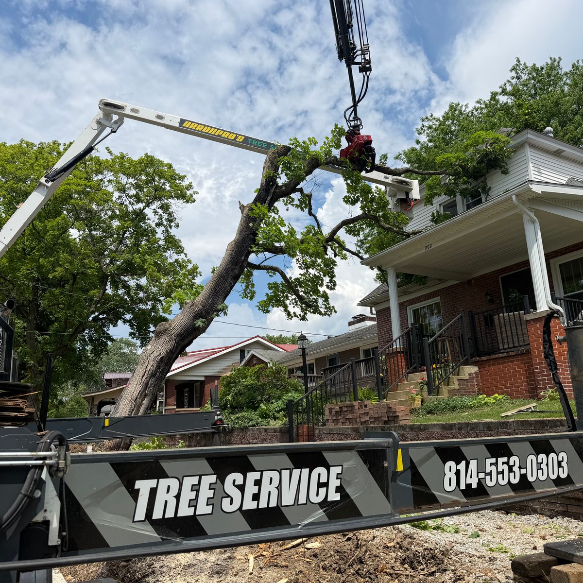 Arbor Pro&rsquo;s crew and equipment on a Central PA tree job
