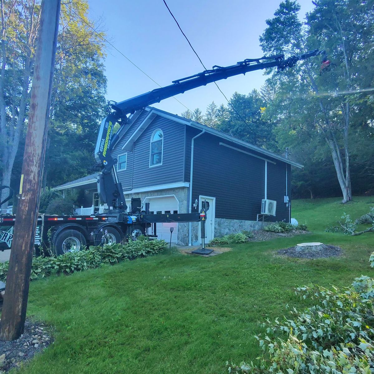 Arbor Pro&rsquo;s crew and equipment on a Central PA tree job