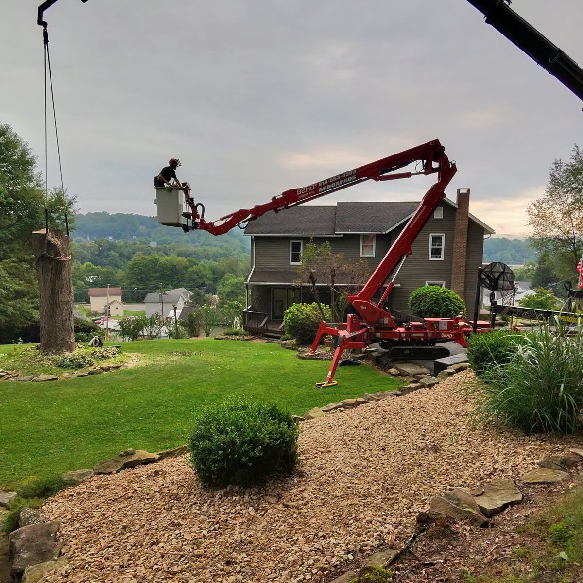 Arbor Pro&rsquo;s crew and equipment on a Central PA tree job