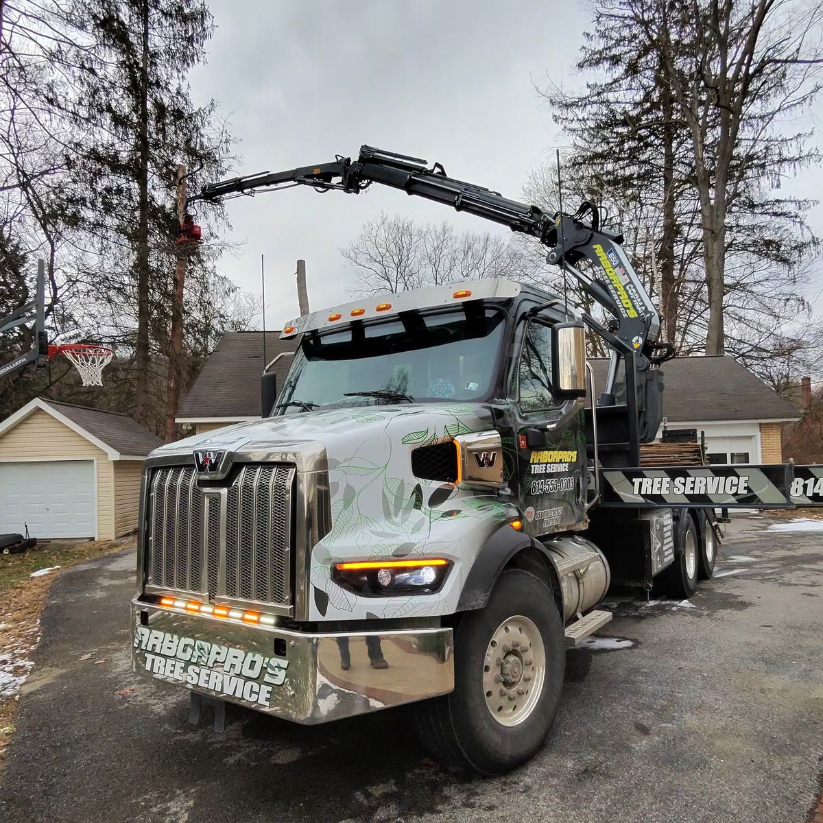 Arbor Pro’s crew and equipment on a Central PA tree job