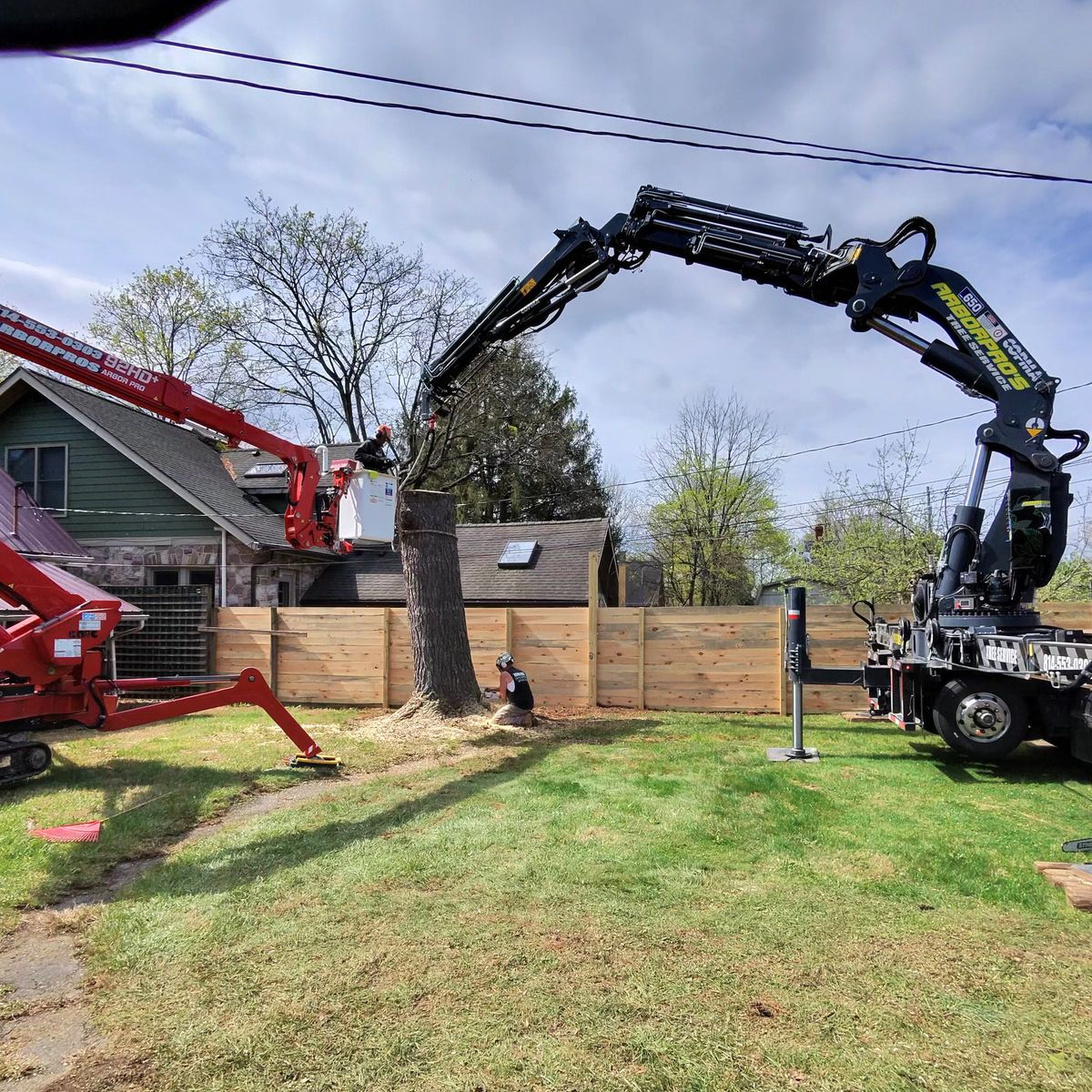 Arbor Pro&rsquo;s crew and equipment on a Central PA tree job